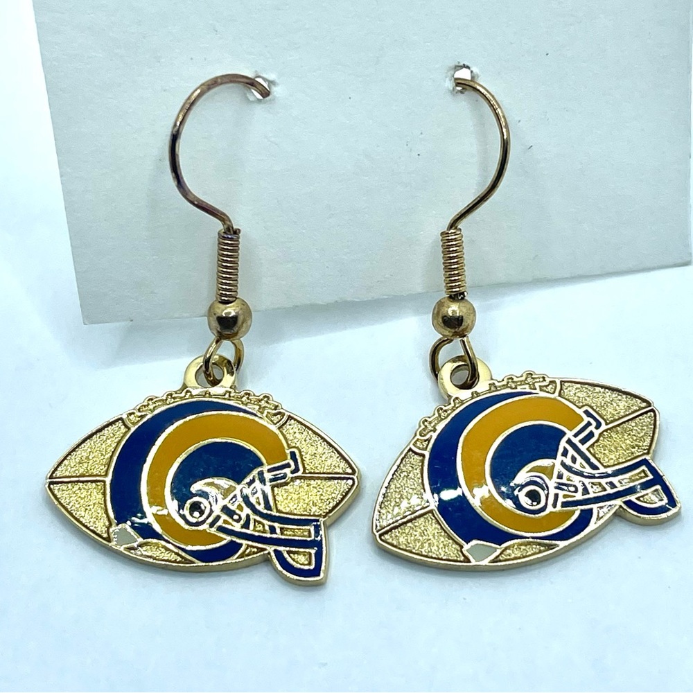 Unique Rams 1999 NFLP Dangle Earrings Gold Tone